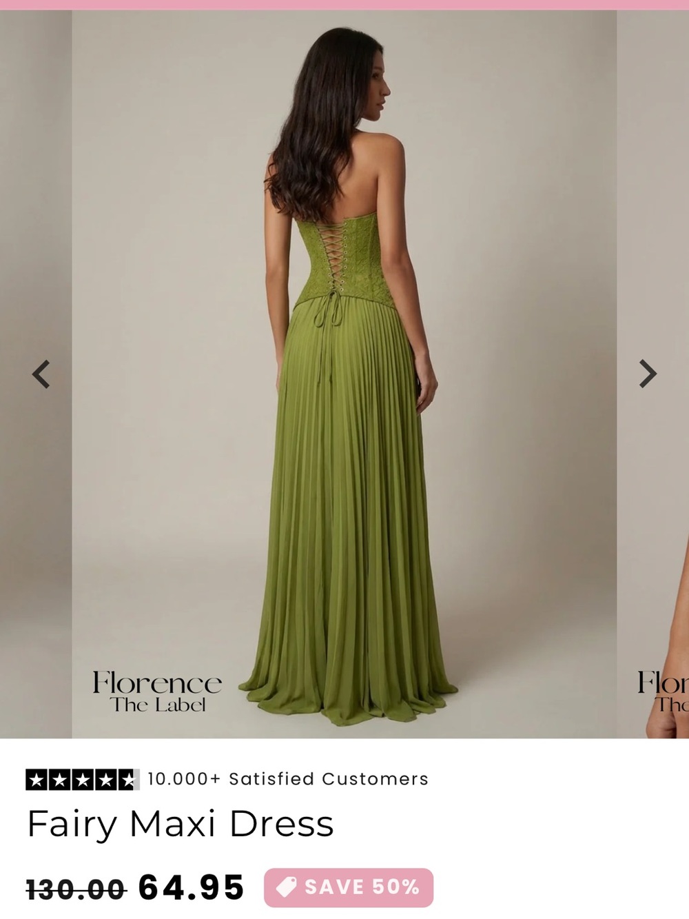 Olive Green Strapless Lace-Up Maxi Dress